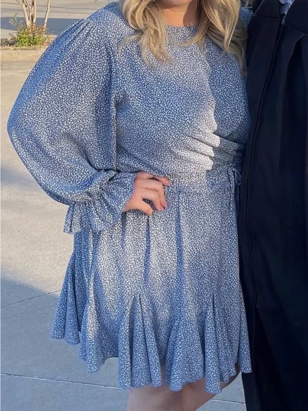 Blue pattern  Long-Sleeve dress from ChicSoul 3x